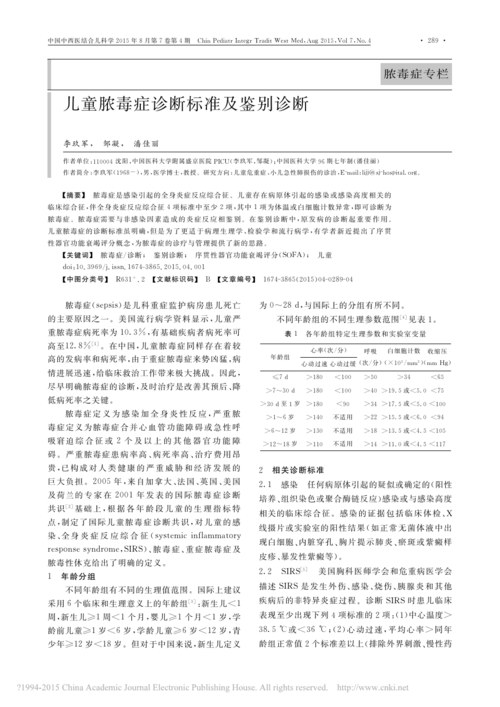 膿-膿毒血癥診斷標準