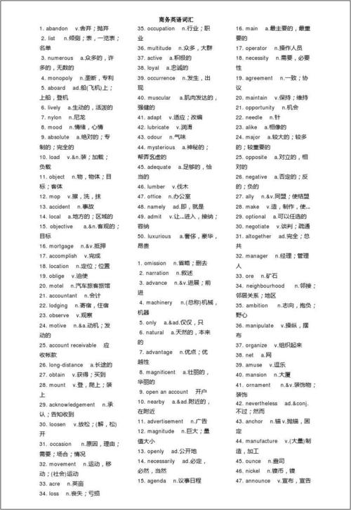 bec商務(wù)英語詞匯-BEC商務(wù)英語詞匯表